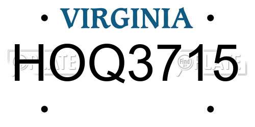 HOQ3715 Virginia License Plate