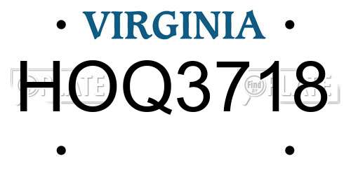 HOQ3718 Virginia License Plate