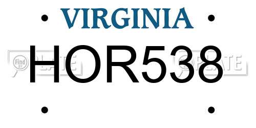 HOR538 Virginia License Plate