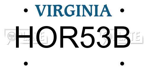 HOR53B Virginia License Plate