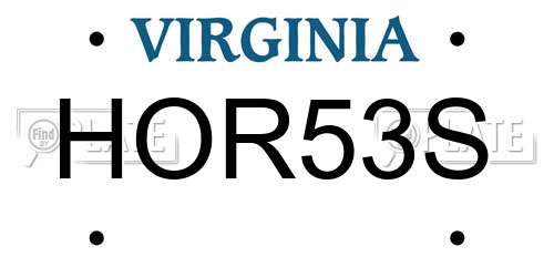 HOR53S Virginia License Plate