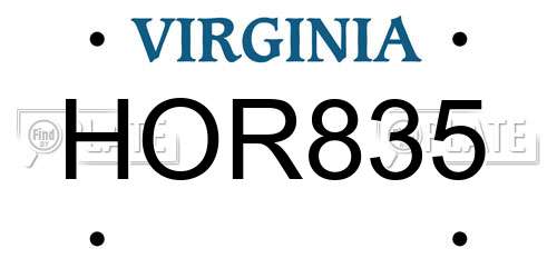 HOR835 Virginia License Plate