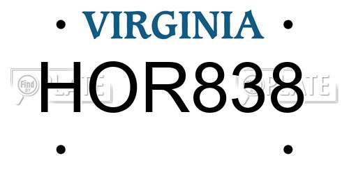 HOR838 Virginia License Plate