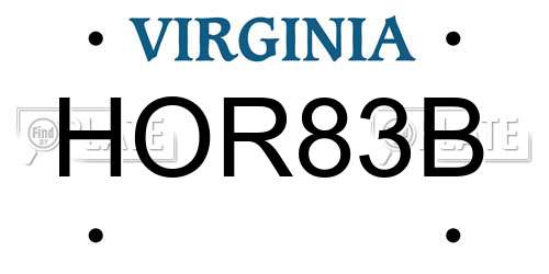 HOR83B Virginia License Plate