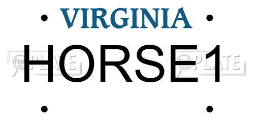 HORSE1 Virginia License Plate