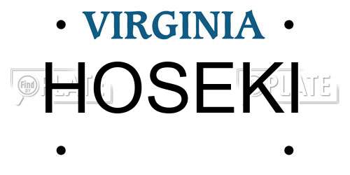 HOSEKI Virginia License Plate