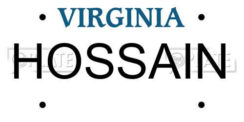 HOSSAIN Virginia License Plate