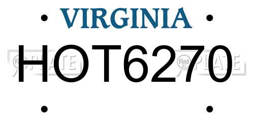HOT6270 Virginia License Plate