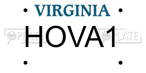 HOVA1 Virginia License Plate
