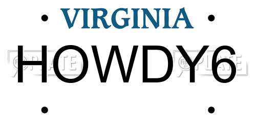 HOWDY6 Virginia License Plate