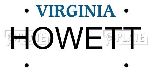 HOWETT Virginia License Plate