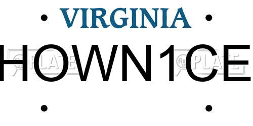 HOWN1CE Virginia License Plate
