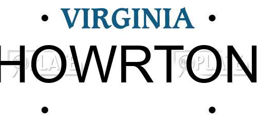 HOWRTON Virginia License Plate