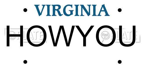 HOWYOU Virginia License Plate