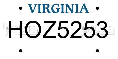HOZ5253 Virginia License Plate