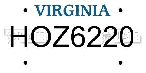HOZ6220 Virginia License Plate
