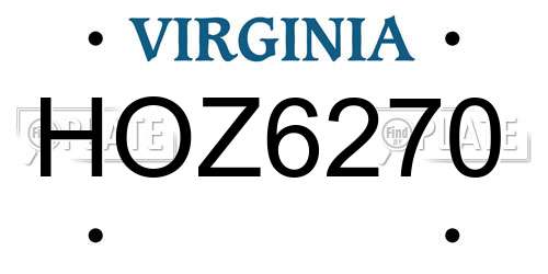 HOZ6270 Virginia License Plate