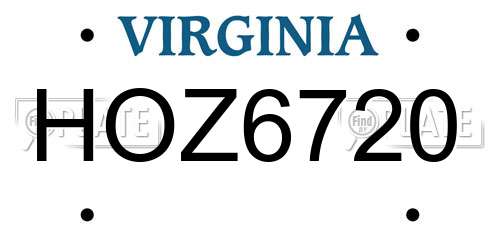HOZ6720 Virginia License Plate