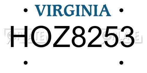 HOZ8253 Virginia License Plate