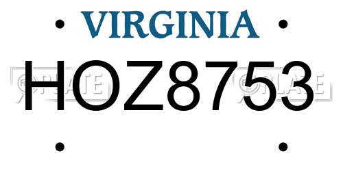 HOZ8753 Virginia License Plate