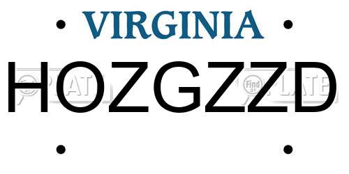 HOZGZZD Virginia License Plate