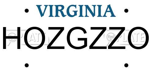 HOZGZZO Virginia License Plate
