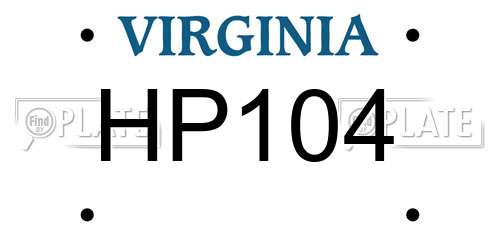 HP104 Virginia License Plate