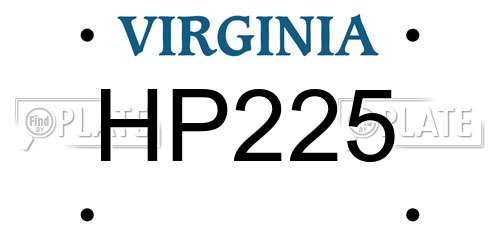 HP225 Virginia License Plate