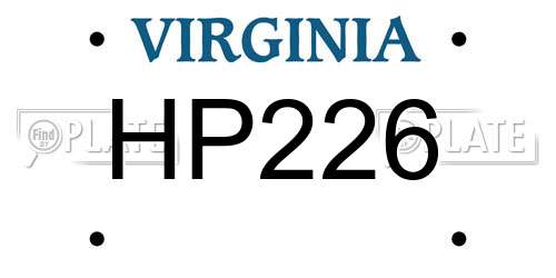 HP226 Virginia License Plate