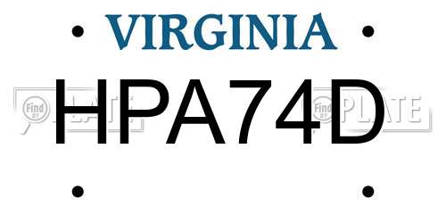 HPA74D Virginia License Plate