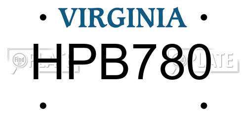 HPB780 Virginia License Plate