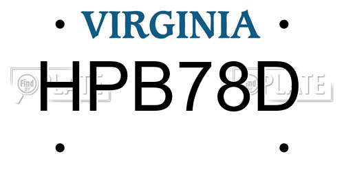 HPB78D Virginia License Plate