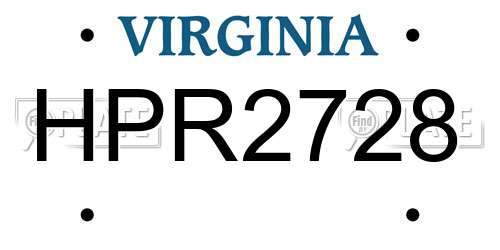 HPR2728 Virginia License Plate