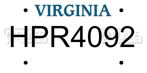HPR4092 Virginia License Plate