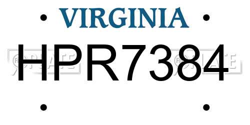 HPR7384 Virginia License Plate