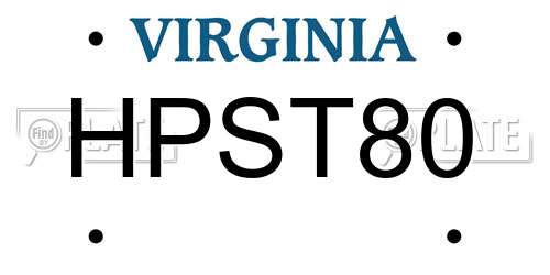 HPST80 Virginia License Plate