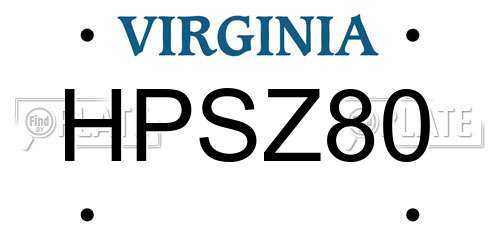 HPSZ80 Virginia License Plate