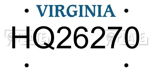 HQ26270 Virginia License Plate