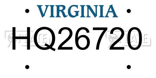 HQ26720 Virginia License Plate