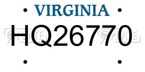 HQ26770 Virginia License Plate