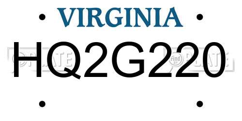 HQ2G220 Virginia License Plate