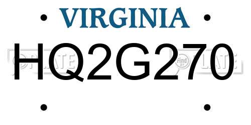 HQ2G270 Virginia License Plate