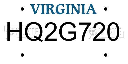 HQ2G720 Virginia License Plate