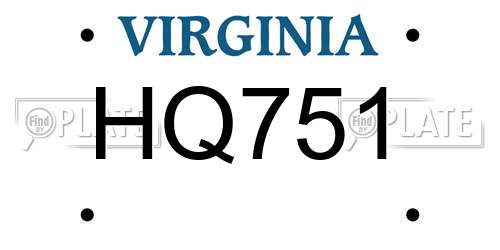 HQ751 Virginia License Plate