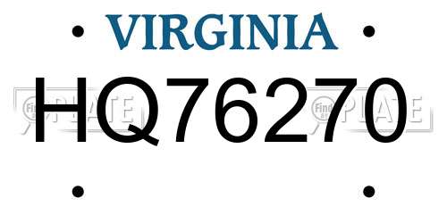 HQ76270 Virginia License Plate