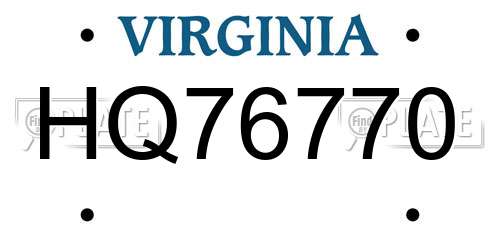 HQ76770 Virginia License Plate