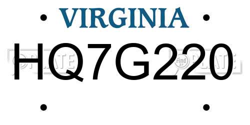 HQ7G220 Virginia License Plate