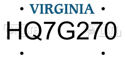 HQ7G270 Virginia License Plate