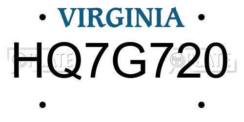 HQ7G720 Virginia License Plate