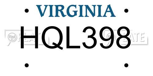HQL398 Virginia License Plate